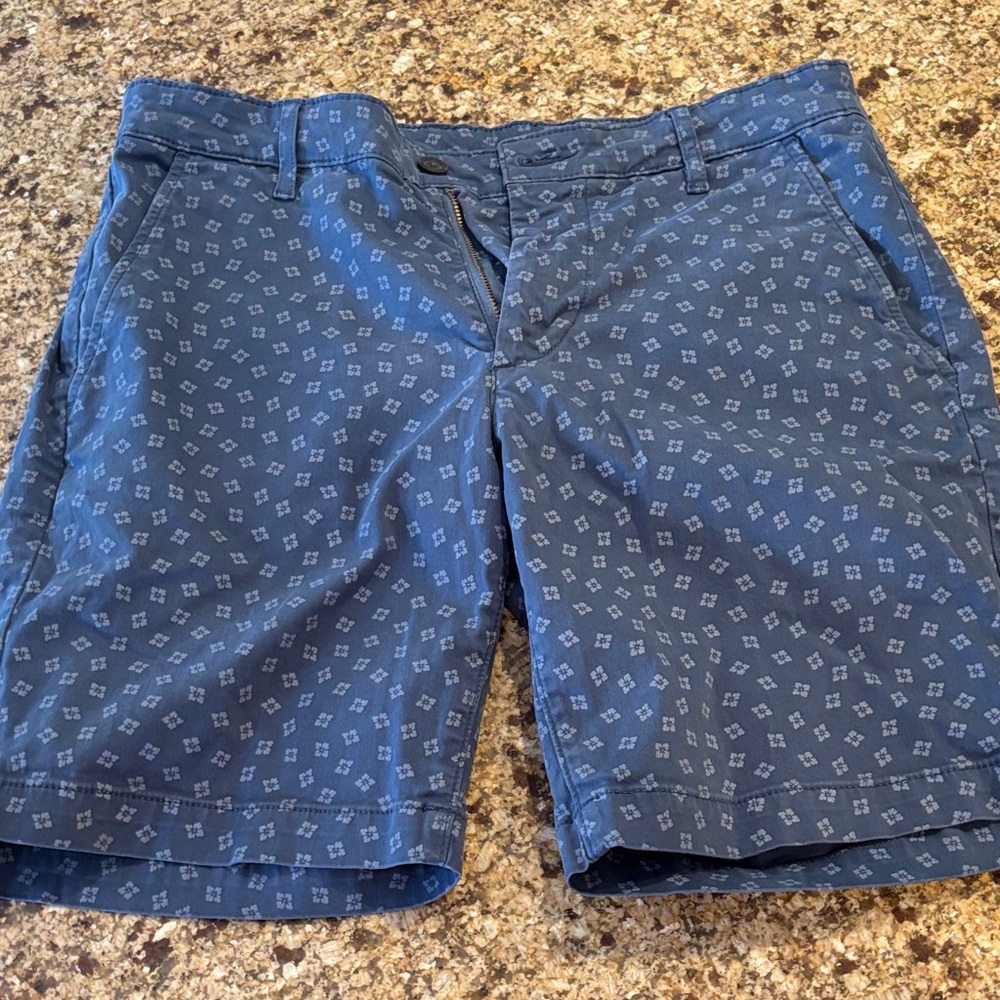 AG Adriano Goldschmied Navy Patterned Flat Front Shorts
